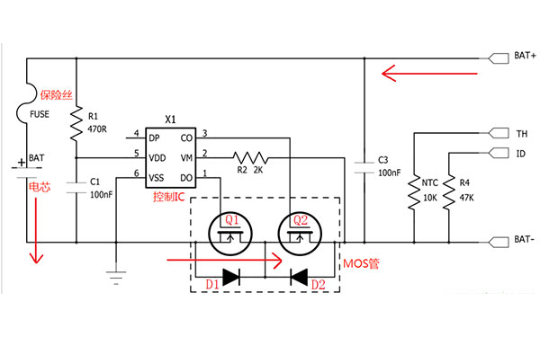 鋰電池保護(hù)電流電路圖